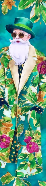 Free printable Christmas bookmarks of Santa wearing a robe with plants